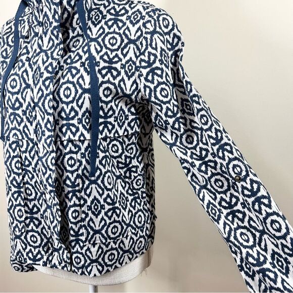 Cali 1850 Linen Blend Lightweight Full Zipper Jacket Artsy Print Medium - Picture 2 of 11